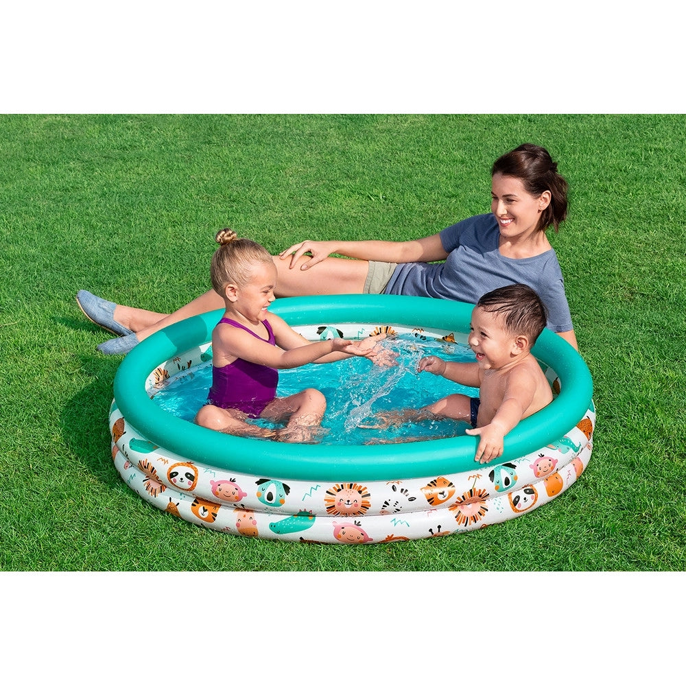 Trade Shop - Piscina Rotonda 122x25cm Gonfiabile Fuoriterra Per Bambini Giardino 3 Anelli 51226 -
