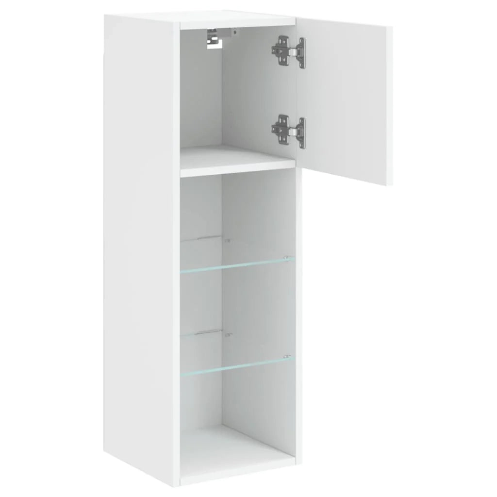 Mobile TV multimediale scaffale TV credenza mobile TV per sala da pranzo soggiorno camera da letto con luci LED 30,5 x 30 x 90 cm bianco 02_0026590