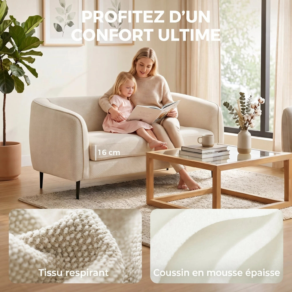 Divano 2 posti in velluto ¨C Zephmum ¨C Beige 160 cm