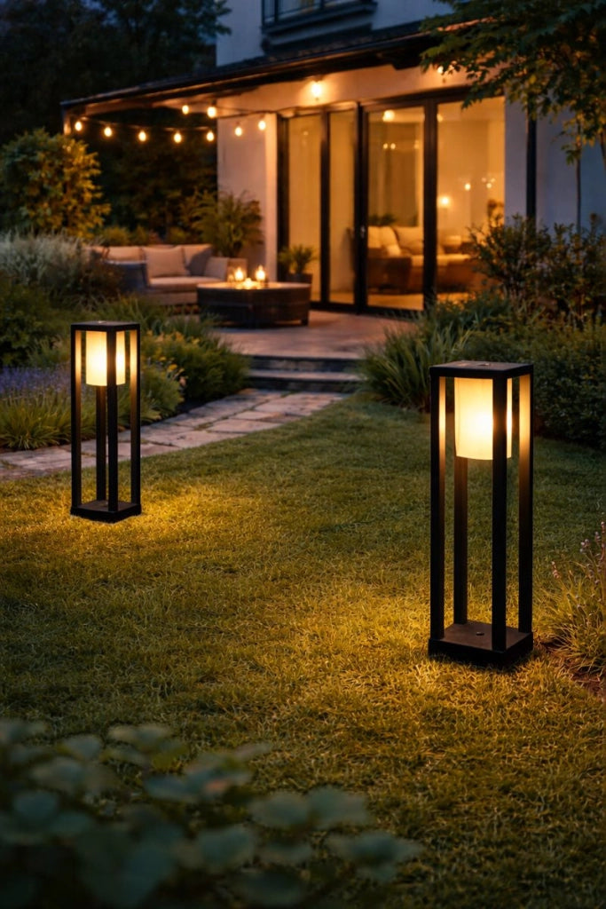 Lampioncino LED da Giardino Nero E27 IP65 60 cm | Paletto Luminoso Moderno per Esterni, Alluminio, Attacco E27, Vialetti e Percorsi