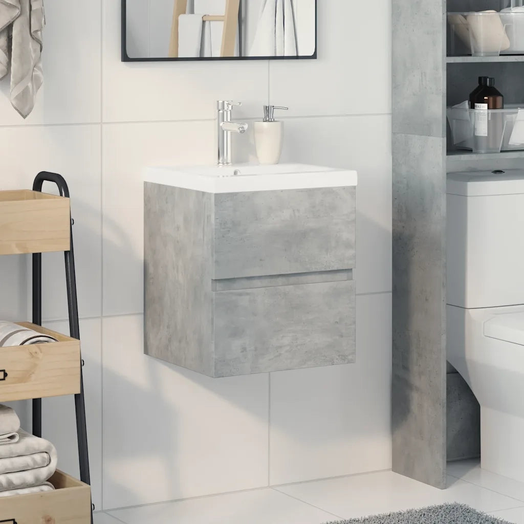 vidaXL Set Mobili da Bagno 2 pz Grigio Cemento in Legno Multistrato