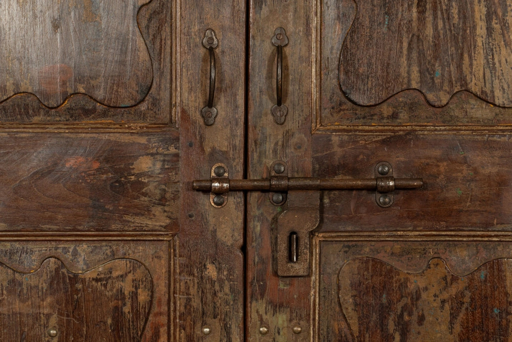 Biscottini Porta portone in legno massello e ferro da interno o da esterno vecchia e antica medievale scorrevole