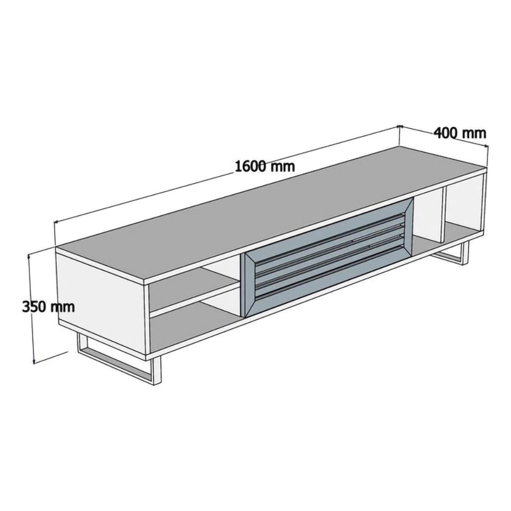 Sovico, Mobile Porta tv un Ripiano, 160x40x35h cm Nero Antracite
