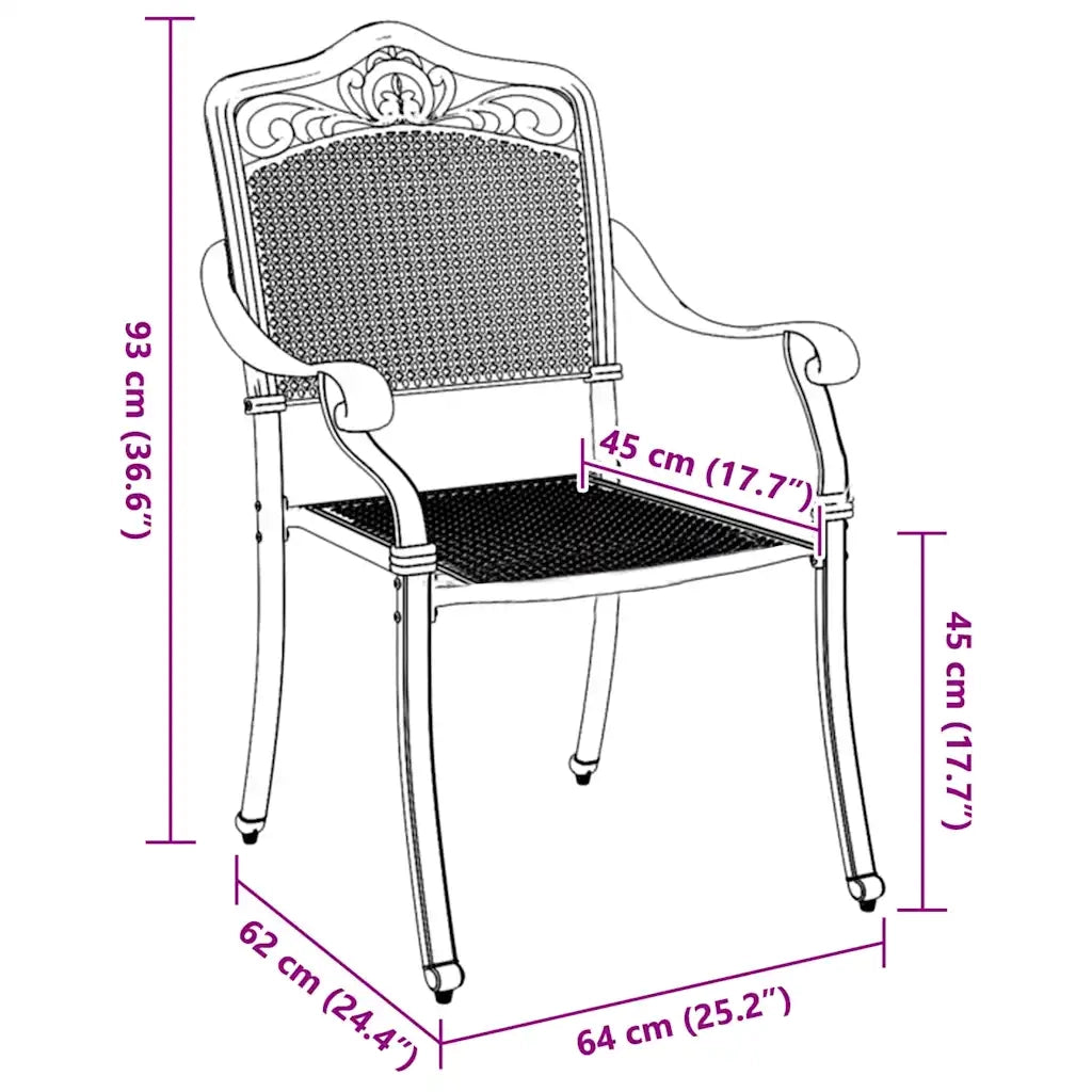Sedia da Giardino 2 pcs Verde 64 x 62 x 93cm Alluminio 42002381