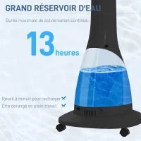 Ventilatore A Piedistallo Nebulizzatore 90 W Telecomando Timer 3 Modalità 3 Velocità Oscillante, Inclinabile - Nero
