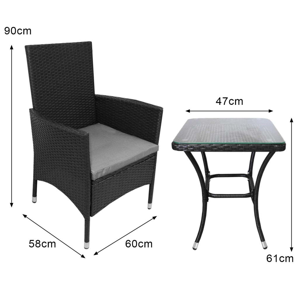 Set Bistro da Giardino in Rattan Jardí con Tavolo in Vetro e Copertura