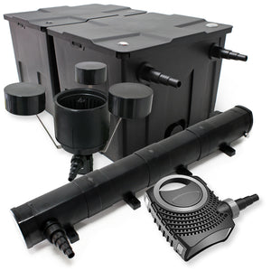 Set: Filtro bio per laghetto 60000l con Chiarificatore UVC 72W Pompa 80W Skimmer