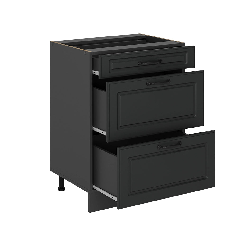 Vicco Mobiletto base per cucina Antracite casa di campagna 60 cm con cassetti, PL Rovere