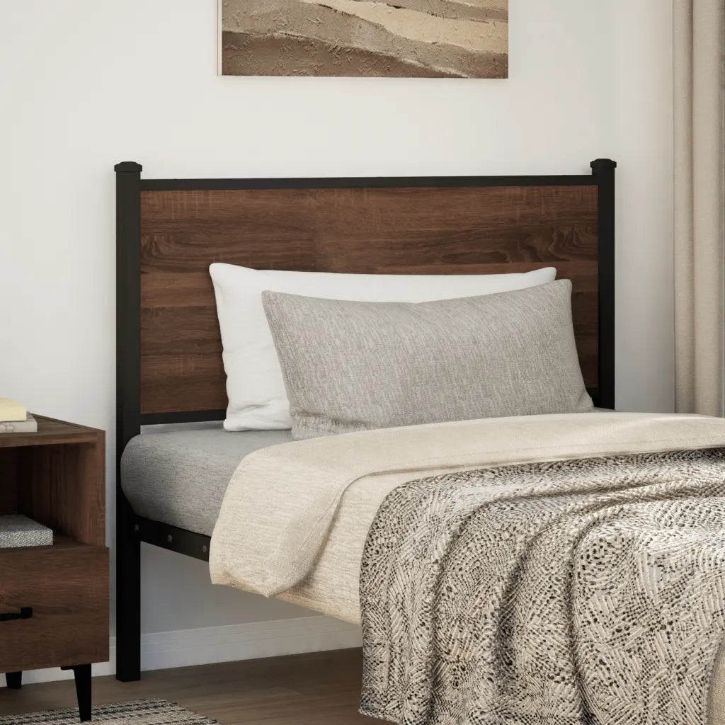 Testiera Rovere Marrone 100 cm in Legno Multistrato e Acciaio