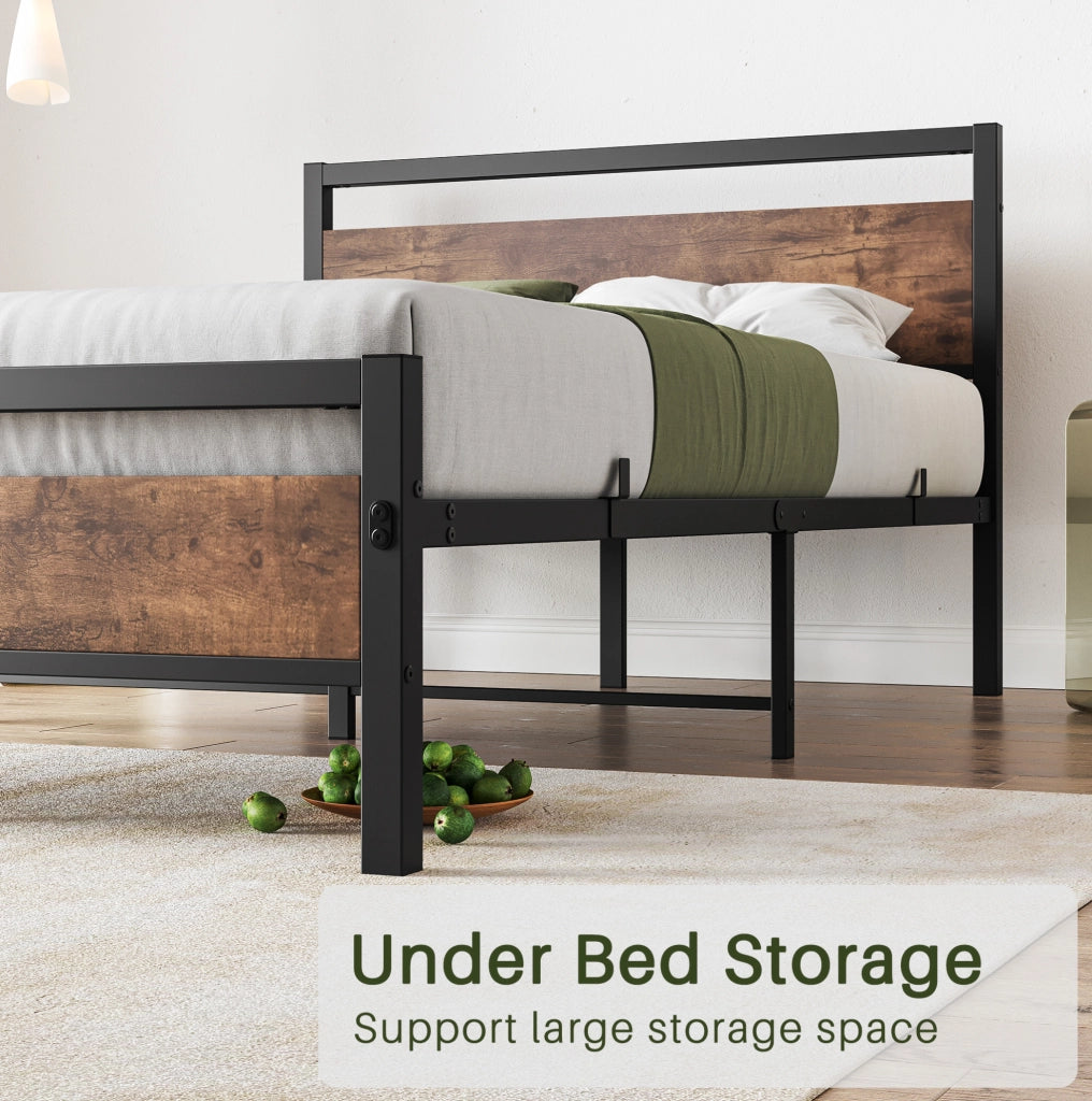 Letto singolo 120x200 cm in metallo e MDF con rete a doghe