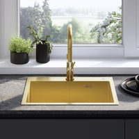 Lavello In Acciaio Liam Brush Gold con rubinetto da cucina