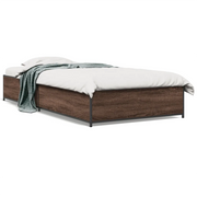 Letto singolo | Letto per adulti | Giroletto Rovere Marrone 100x200 cm Legno Multistrato e Metallo