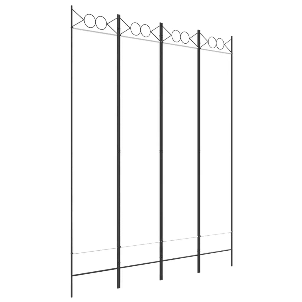 Divisorio Ambienti | Divider per stanze | Paravento a 4 Pannelli Bianco 160x200 cm Tessuto