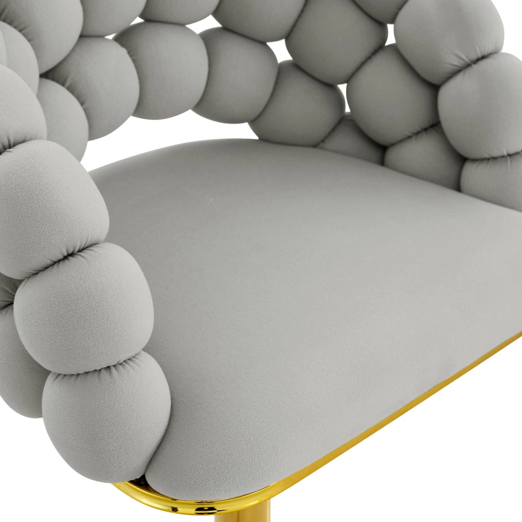 Sgabelli da Bar in Velluto Grigio Set 2 Pezzi ¨C MINIMAL ¨C Schienale a Catena, Struttura Dorata Regolabile
