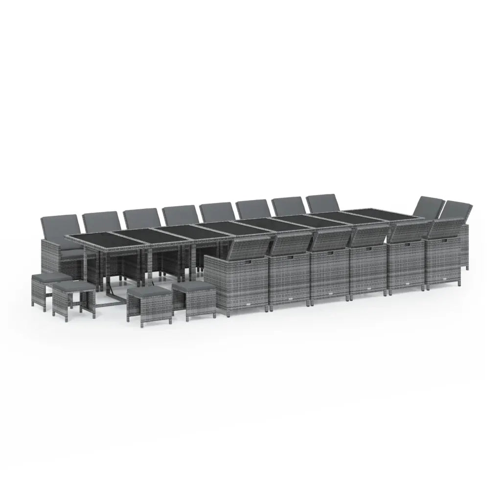 Set da Pranzo per Giardino 21pz con Cuscini Polyrattan Grigio cod mxl 36003