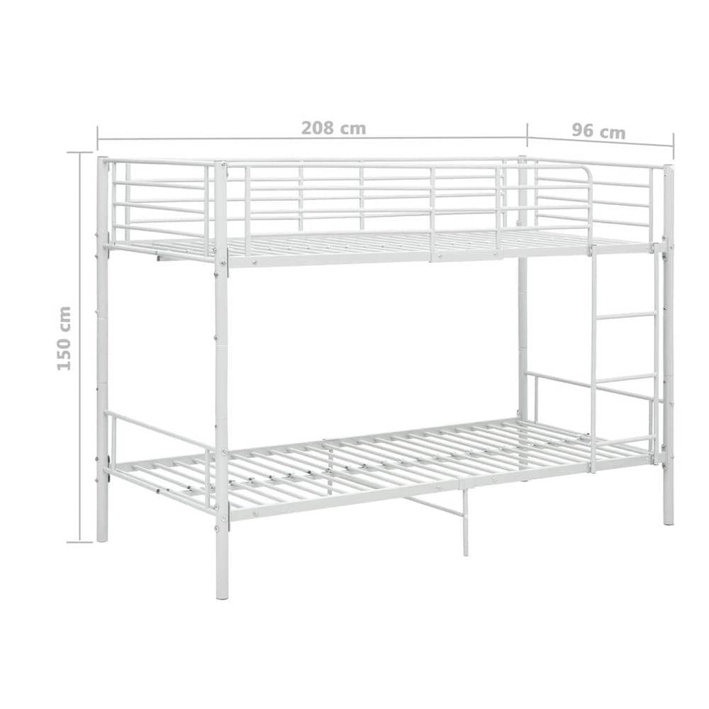 Bunk Bed White Metal 90x200 Cm