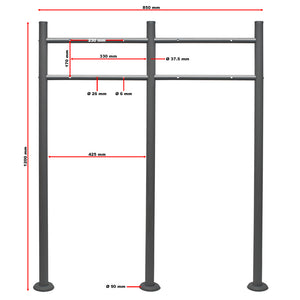 Telaio di supporto per cassetta postale doppia autoportante, verniciato a polvere antracite