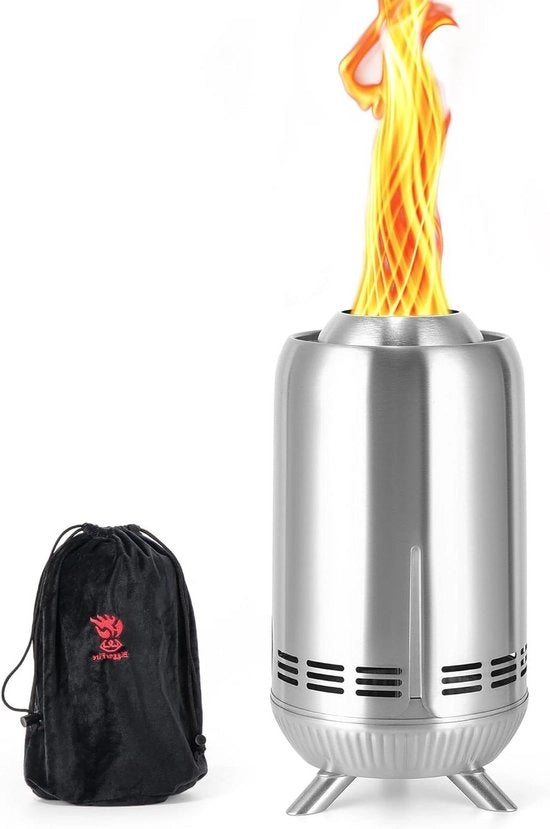 Vasca da campeggio da tavolo XL con rete portatile, tavolo 305 cm, tavolo da esterno roccia senza fumo, alimentato da pellets o legna, dimensioni 306 x 163 cm, in acciaio inox zavorra.