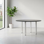 Tavolo Rotondo Leccino 90x90 con Gambe Regolabili in Altezza – Antracite Satinato e Alluminio