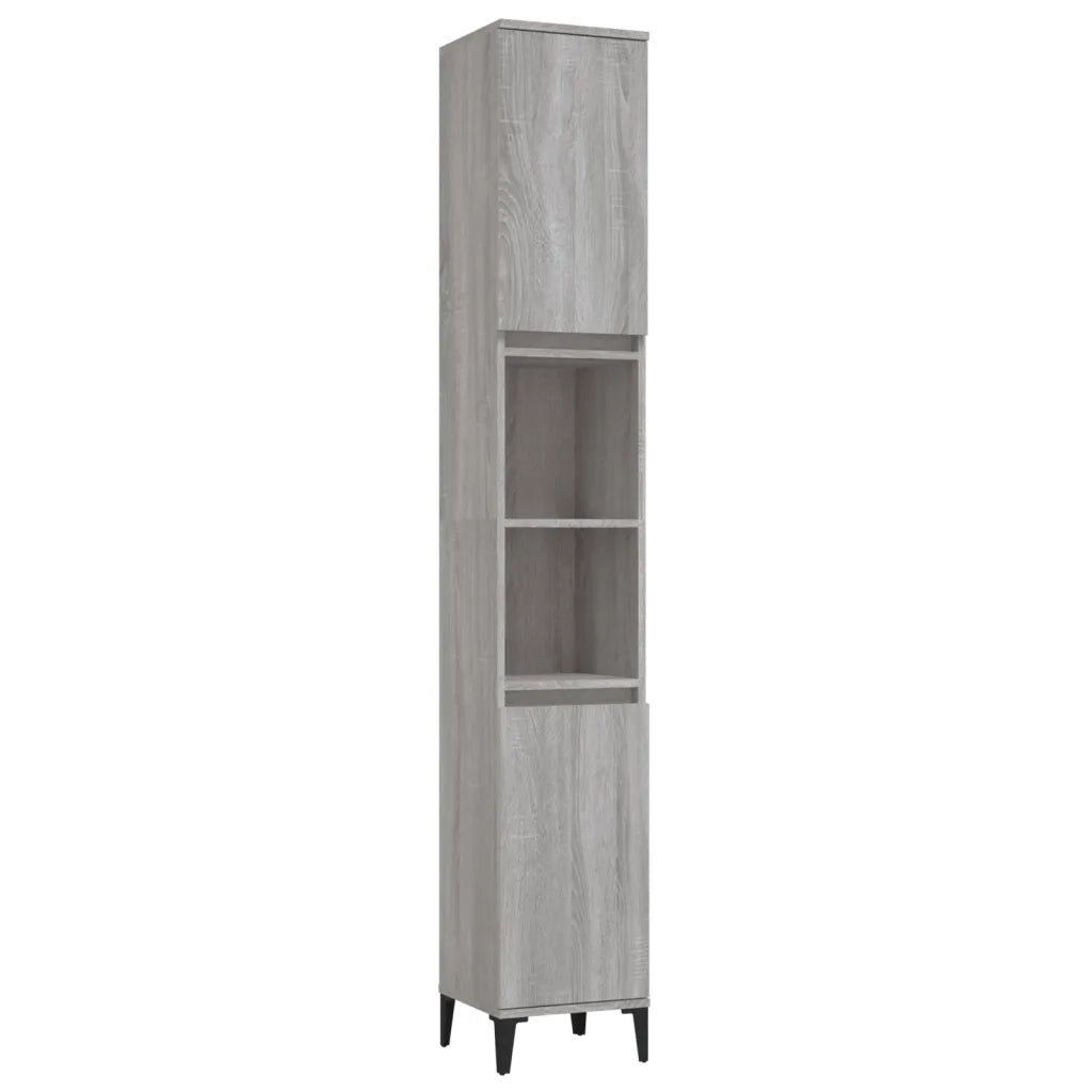 Set Mobili da Bagno 3 pz Grigio Sonoma in Legno Multistrato 3185595