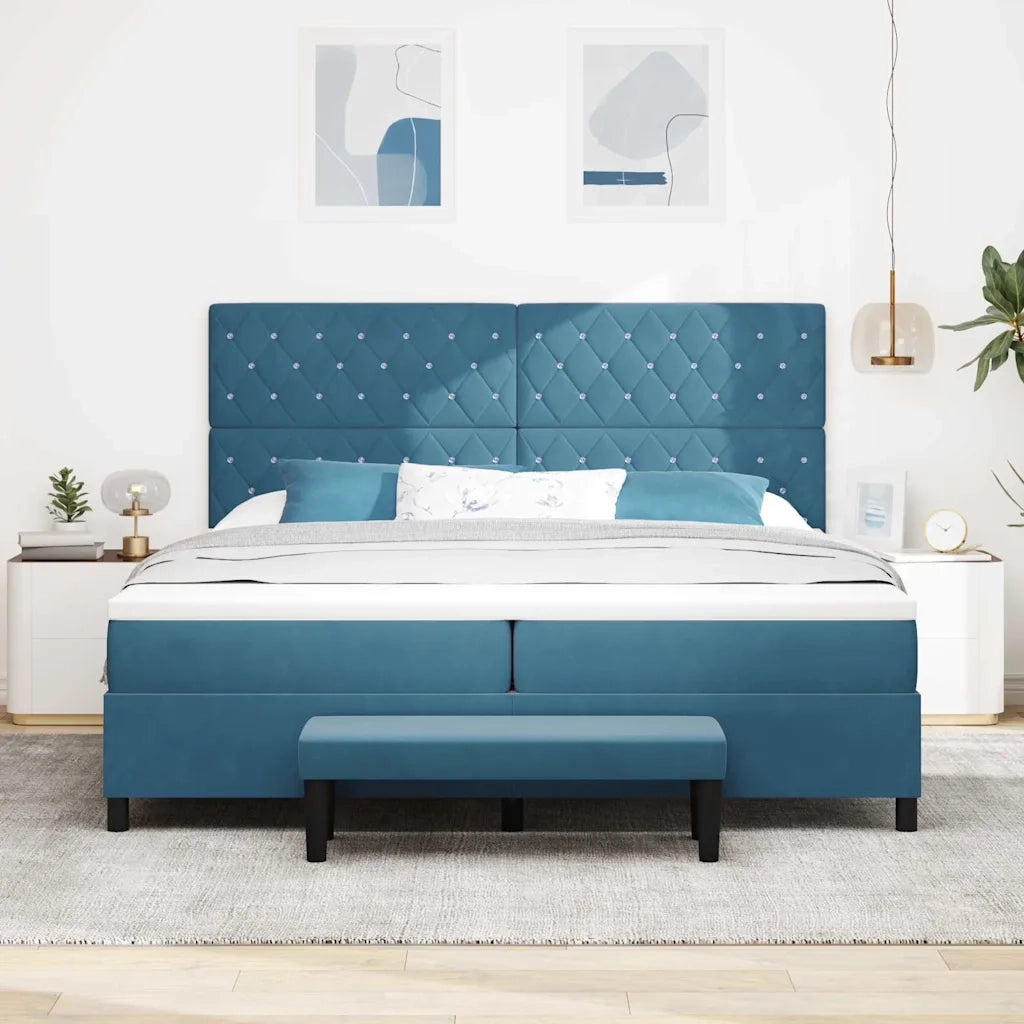 Letto a molle con materasso Blu scuro 200 x 200 cm Velluto 3344472