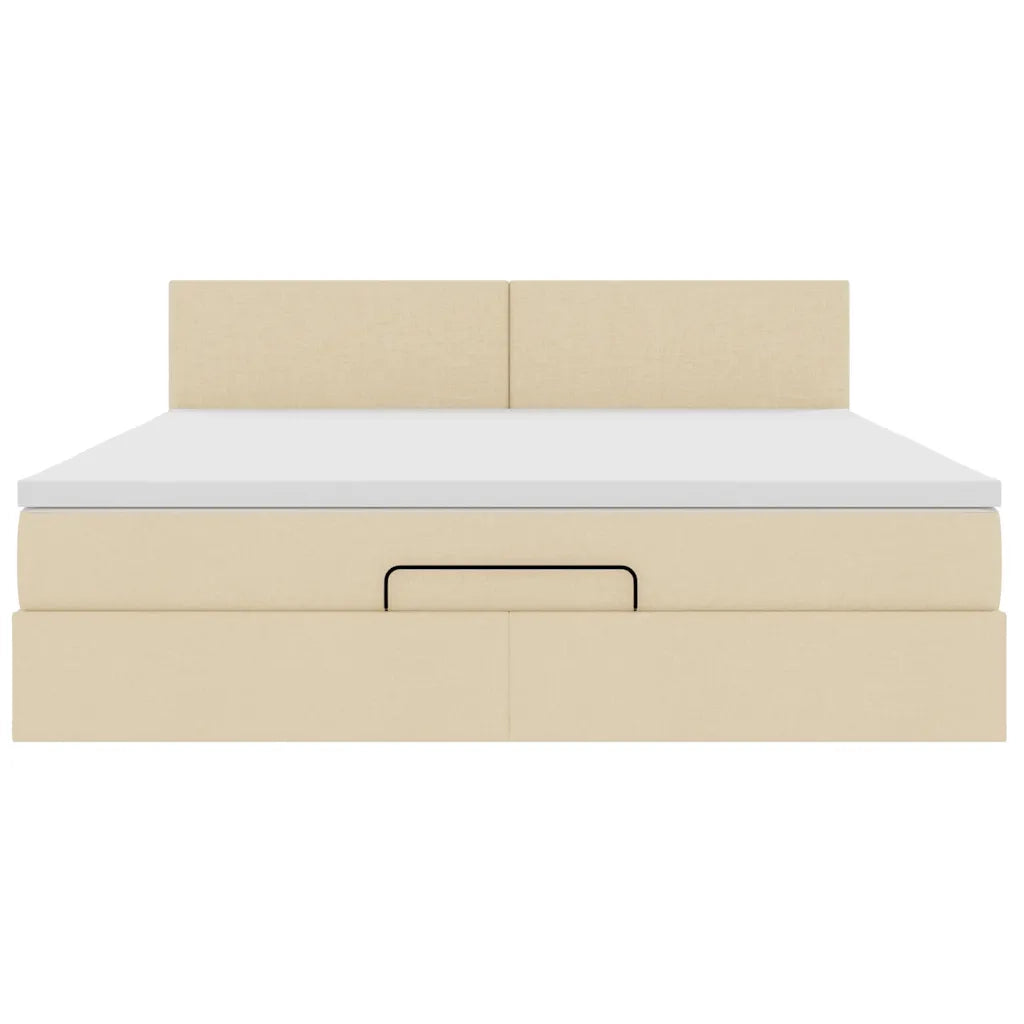 vidaXL Struttura Letto Pouf con Materasso Crema 160x200 cm in Tessuto