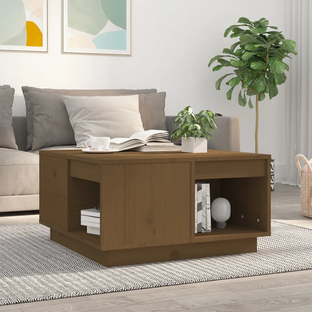 Tavolino da salotto | Tavolino da caff¨¨ | Tavolino da Soggiorno ambra 60x61x32,5 cm Legno Massello di Pino