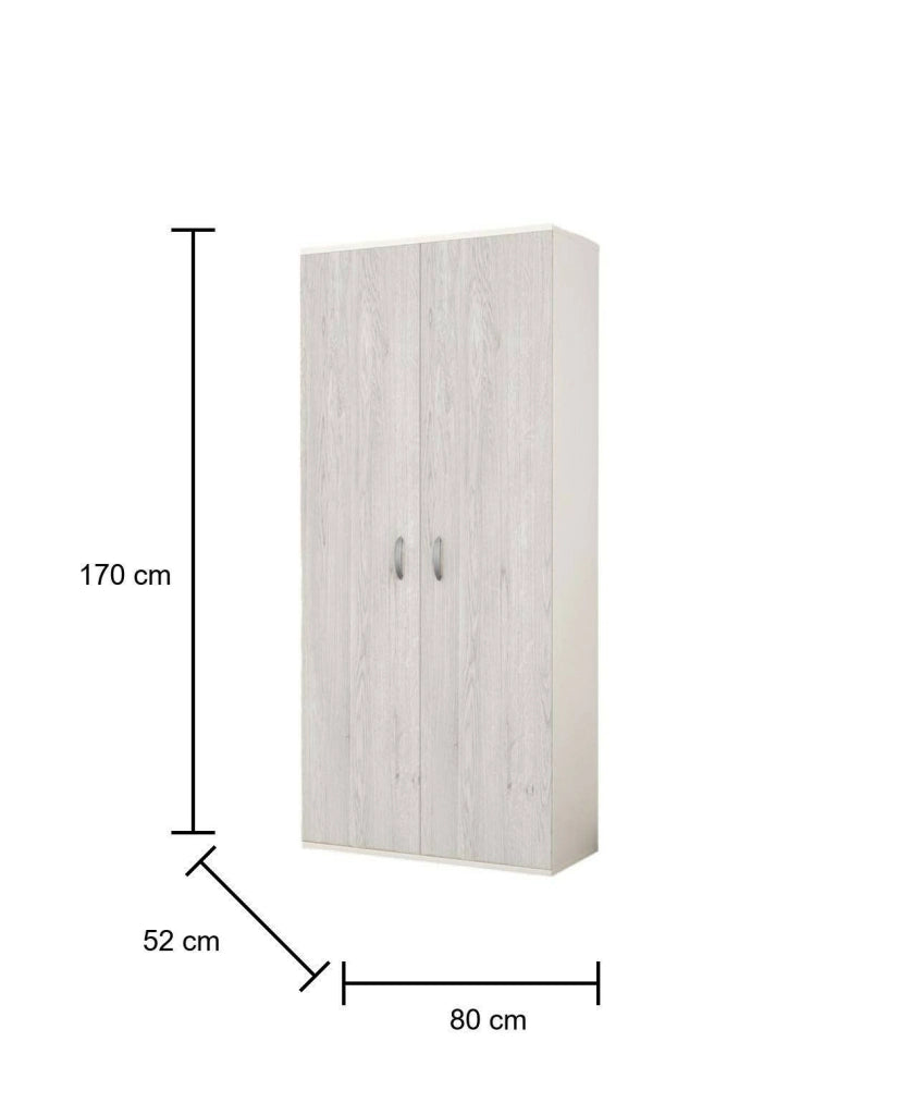 Armadio Camera da Letto Bandu, Guardaroba 2 Ante un Ripiano Made in Italy, 80x170h cm Bianco