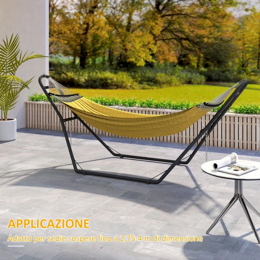 Supporto per Amaca Regolabile e Antiscivolo con Ganci a S, in Acciaio, 278x97x112 cm Nero
