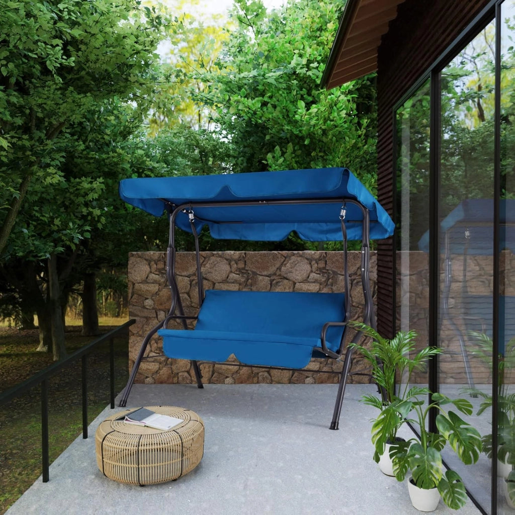 Dondolo Altalena da Giardino Hollywood 140x112x150cm 2 posti con Tettuccio Parasole Imbottito per Esterno