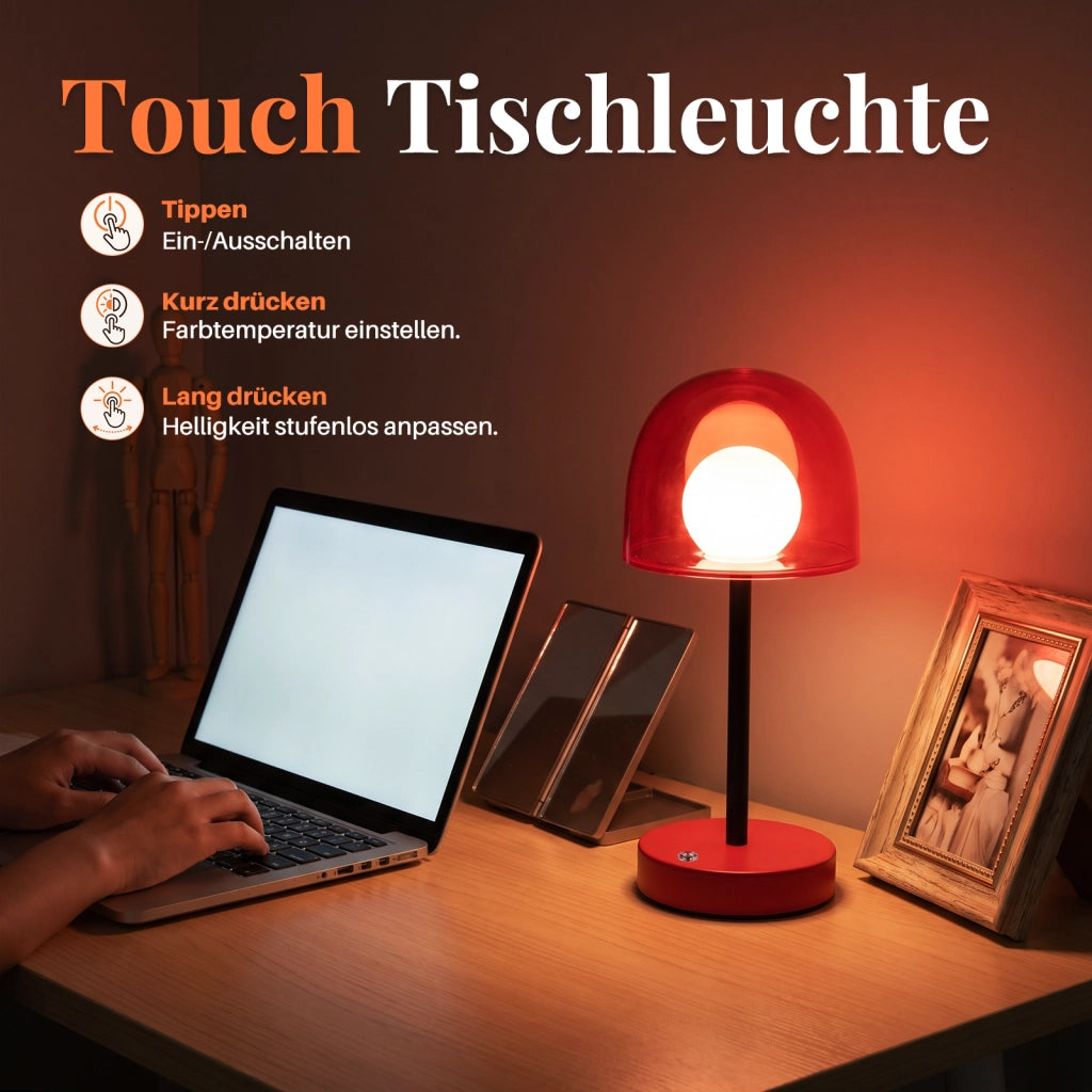 ZMH Lampada da Tavolo LED Ricaricabile Touch Dimmabile Rosso Sabbia per Camera Letto