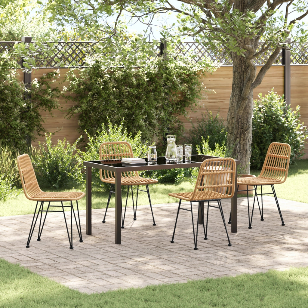 Set da Pranzo da Giardino 5 Pezzi Marrone Poly Rattan