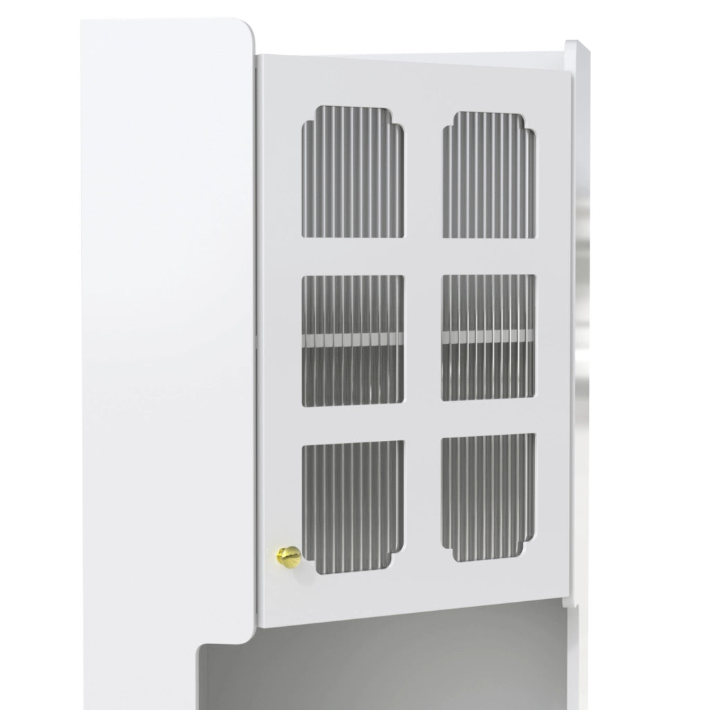 Mobile ad angolo con LED e comando da app; 63;5 x 157;5 cm; in MDF bianco