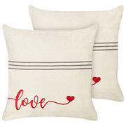 Set di 2 cuscini decorativi in cotone beige 45 x 45 cm sfoderabili Quadrato Accessori decorativi moderni