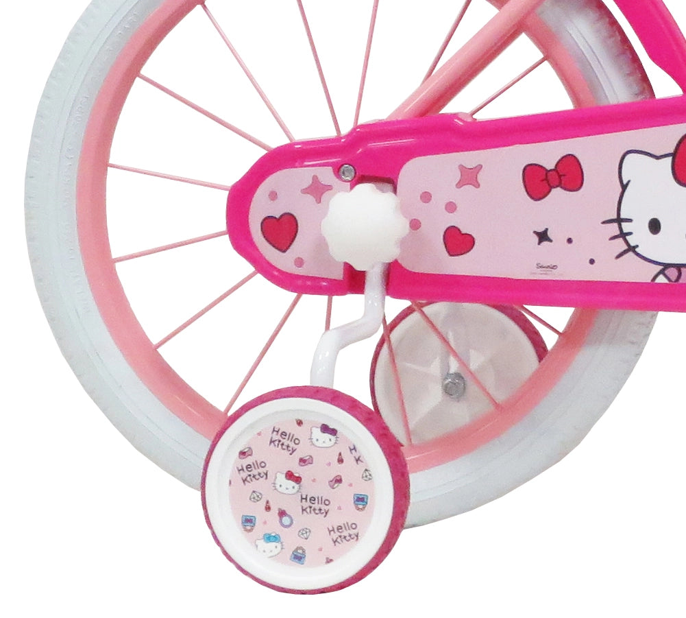 HELLO KITTY 16, adatta ad età   tra i 5 e i 7 anni, per altezza tra 105 e 135 cm, con cestino e portabambola