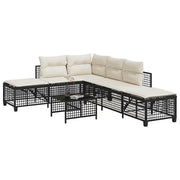 Set Divani ad Angolo 3 pz con Cuscini in Polyrattan Nero 365443