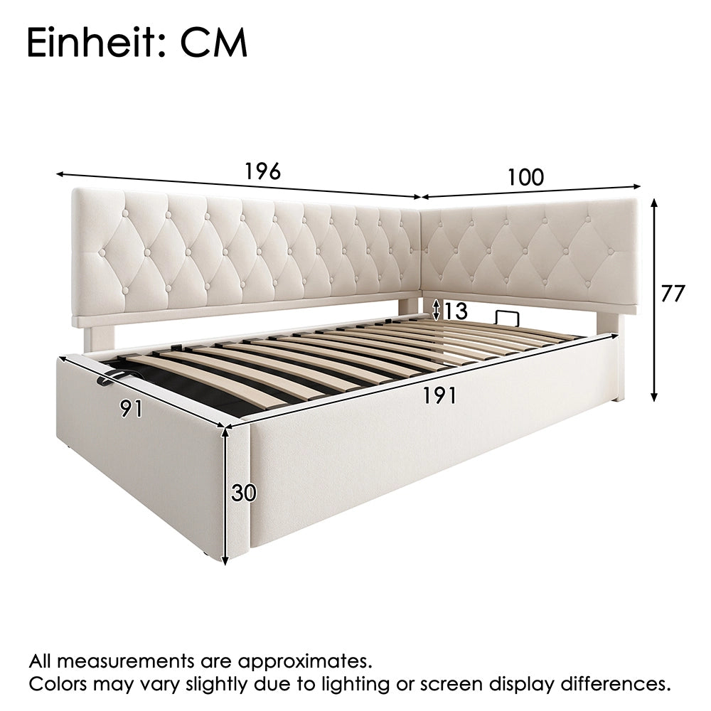 Daybed-Xylo-90x190 cm-idraulico, doghe, velluto beige
