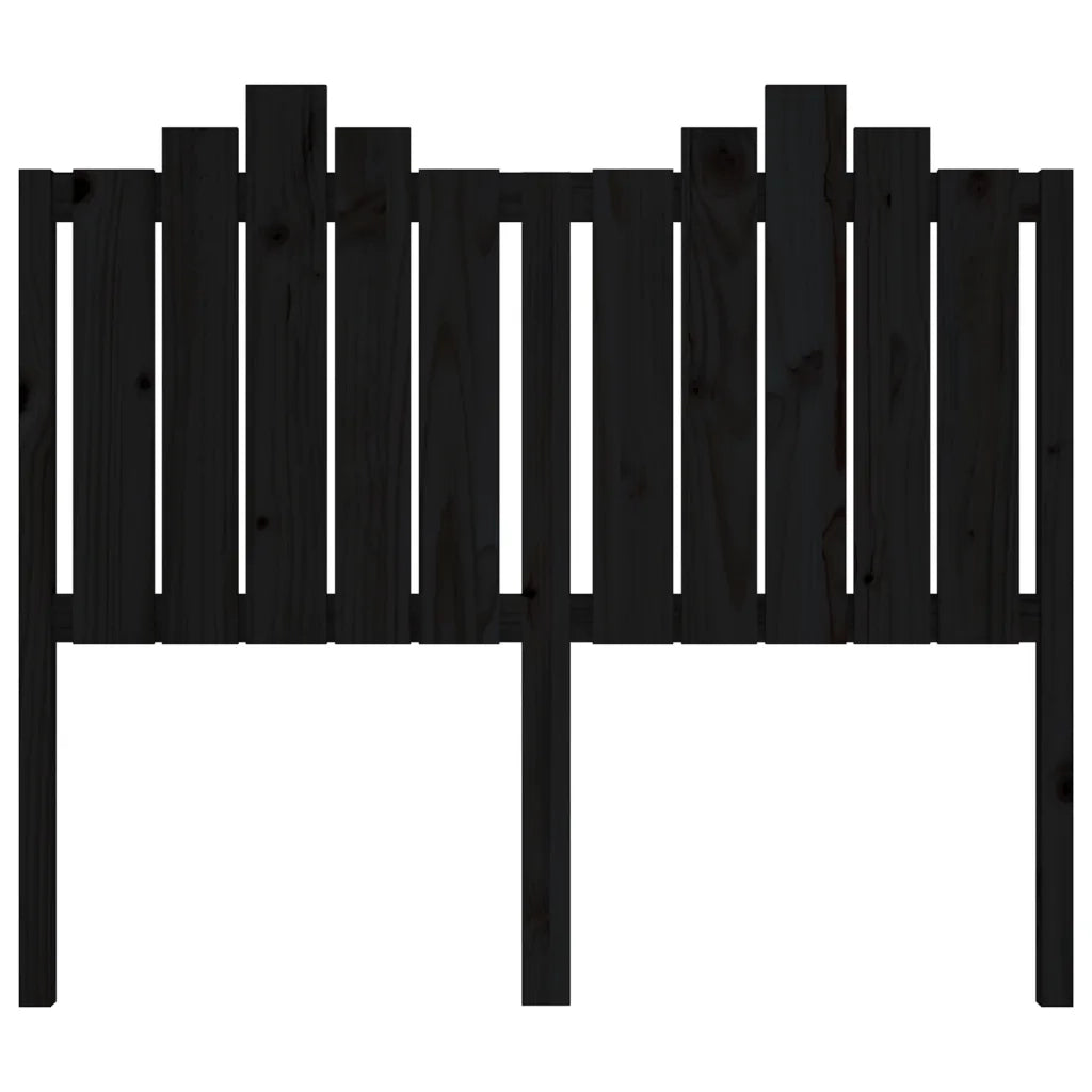 Testiera per Letto Nera 126x4x110 cm in Legno Massello di Pino 818464
