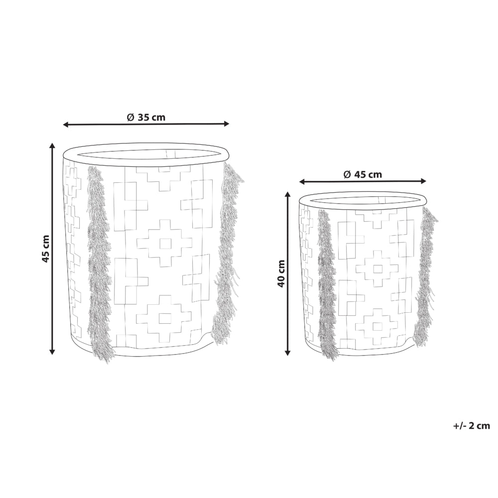 Set di 2 cestini in cotone bianco sporco e grigio 40/45 cm di altezza per conservare lo stile rustico Boho