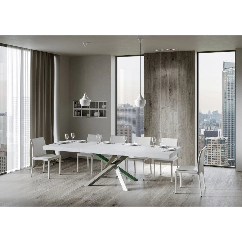 Tavolo allungabile 160/420x90 cm Volantis Premium telaio Multicolore 4/A - Bianco Frassino