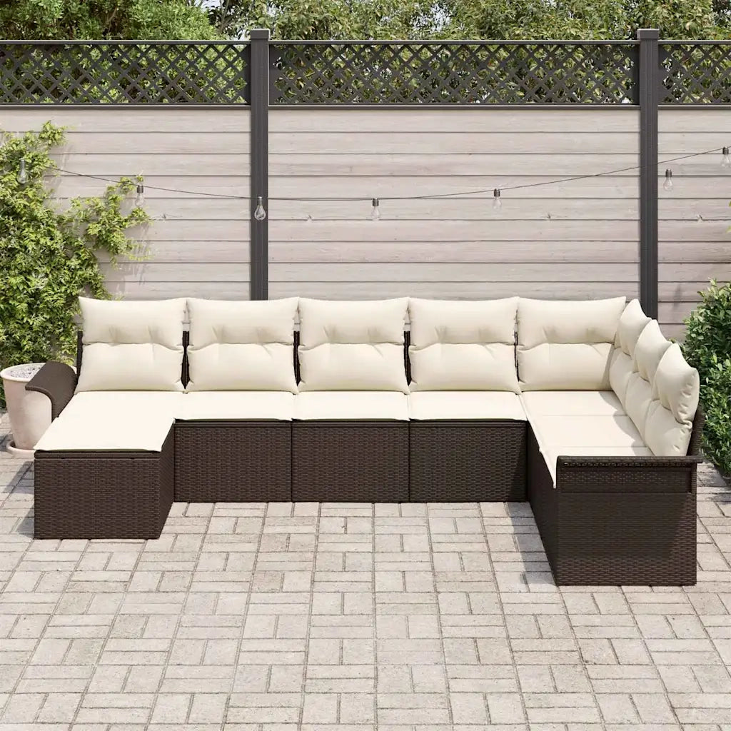Set Divano da Giardino con cuscino 8 pcs Marrone Poly Rattan 3354147