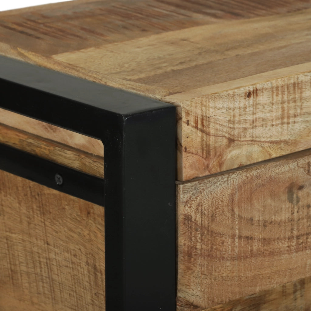 Baule di stoccaggio 60x30x30cm in legno massello di mango e metallo