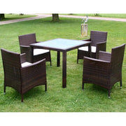 Set da Pranzo da Giardino 5 pz con Cuscini Polyrattan Marrone 43121