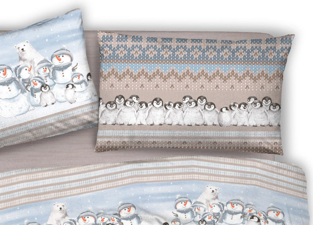 Copripiumino Sacco Piumone Pensieri Delicati Cotone Dis.Inverno Polare - Singolo - Beige