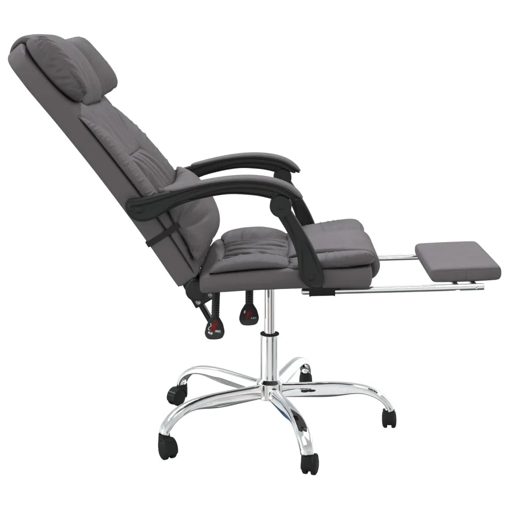 Poltrona da Ufficio Massaggiante Reclinabile Grigio Similpelle 349745