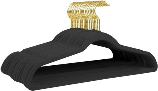 22 hangers in velluto, 40 x 21 cm, con presa antiscivolo e spalla per abiti adulti, nero - oro.