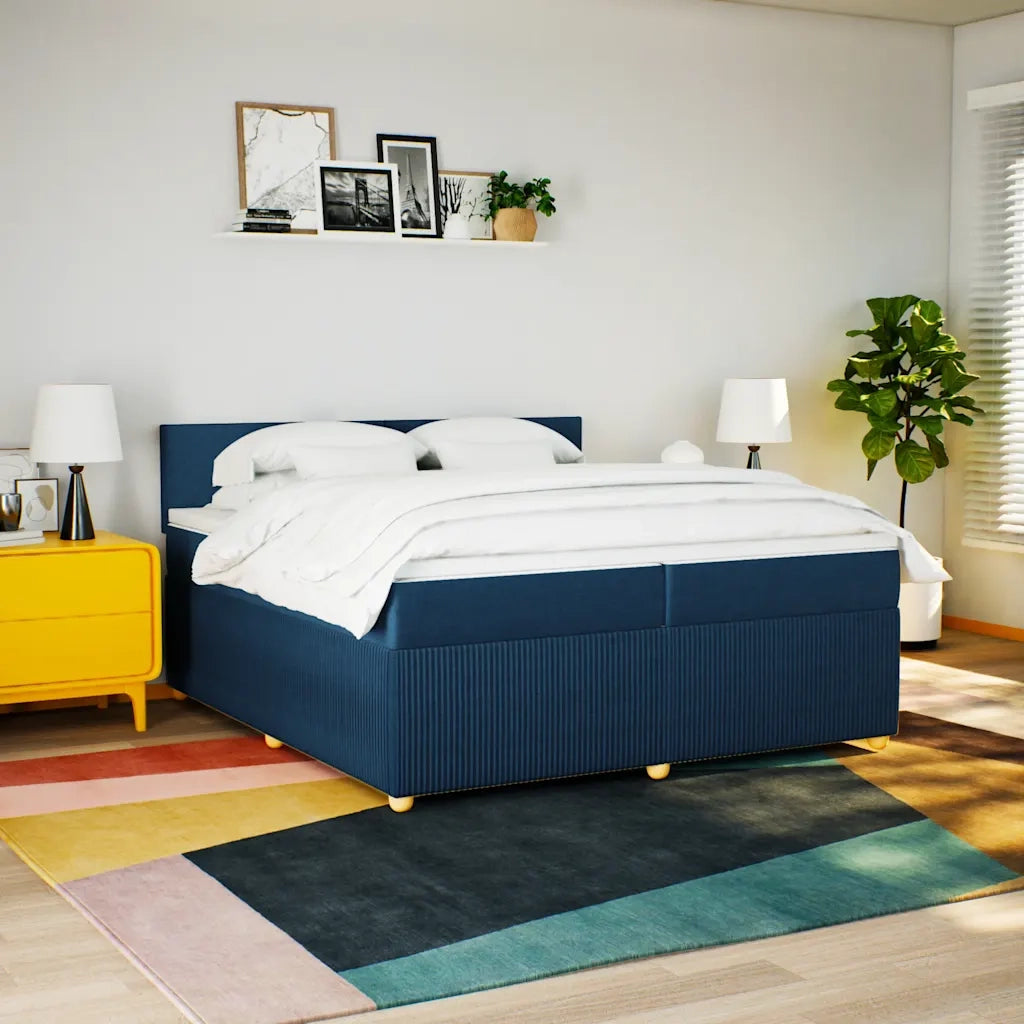 Giroletto a Molle con Materasso Blu 200x200 cm in Tessuto 3287562