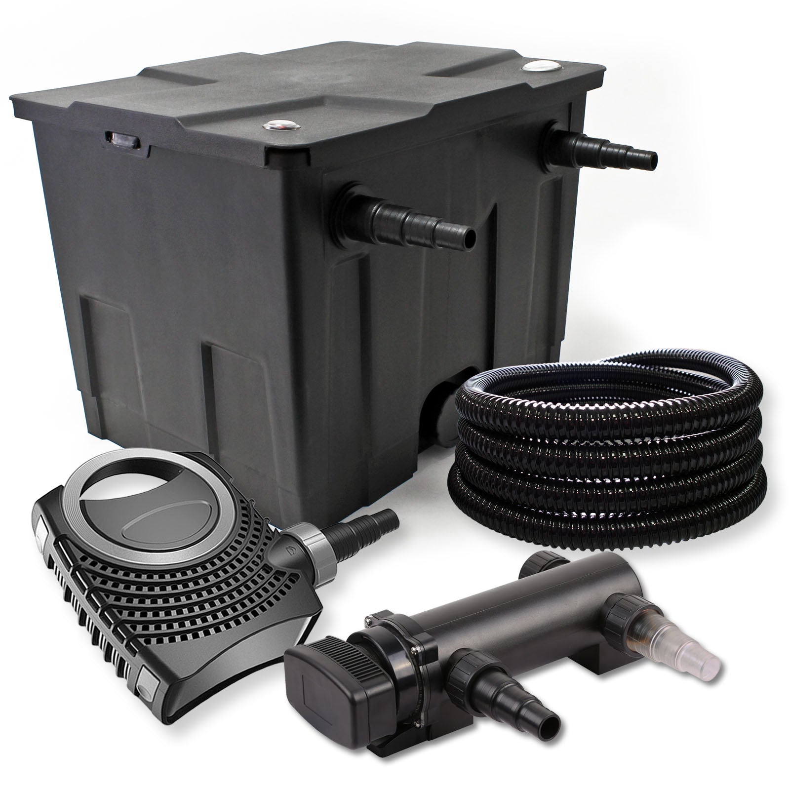 Set Filtro a 1 camera laghetto 12000l Chiarificatore UVC 18W Pompa NEO7000 50W Skimmer Tubo