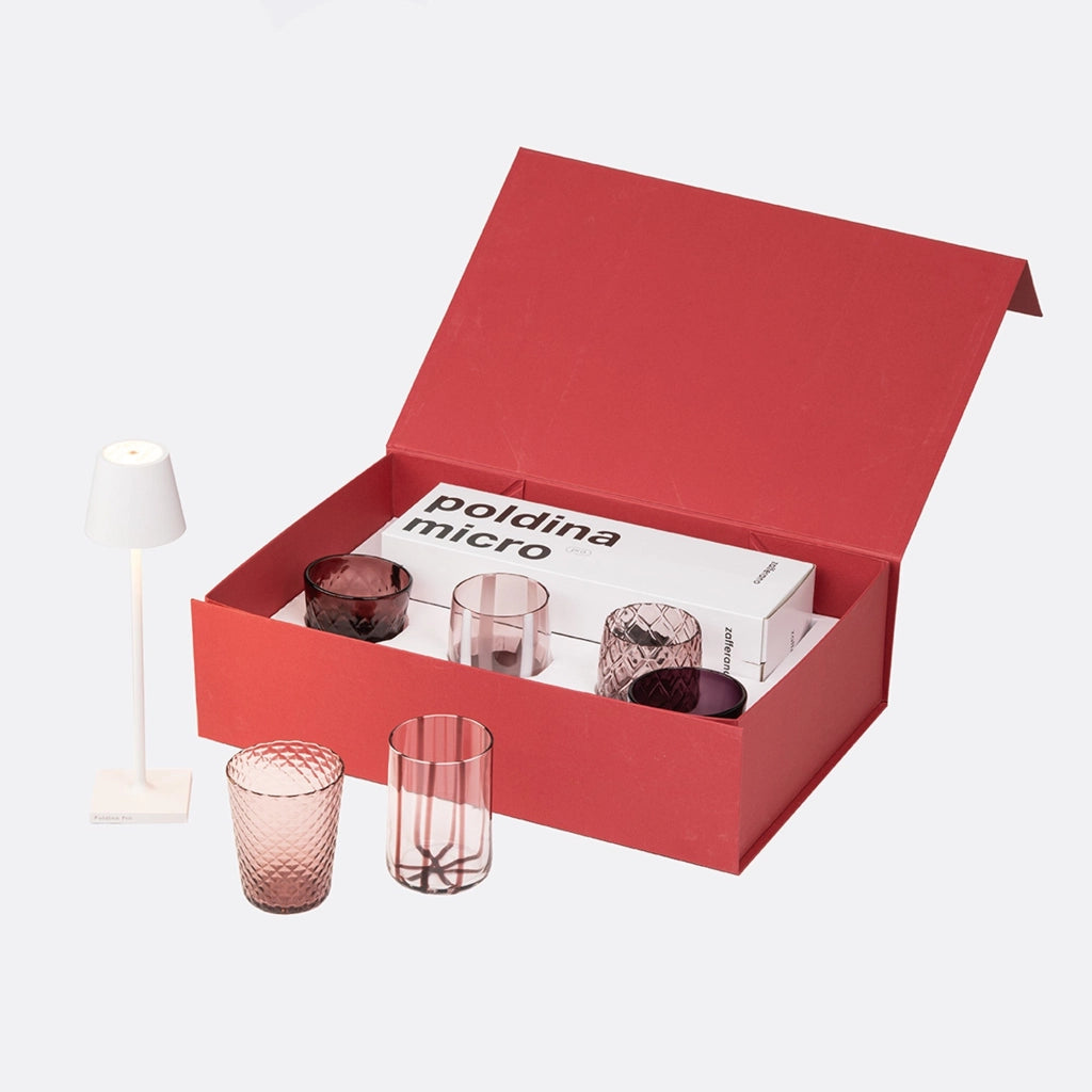 Set 6 Tumbler Bicolore Collezione Melting Pot in Vetro Decorato - Ametista e Grigio - Zafferano
