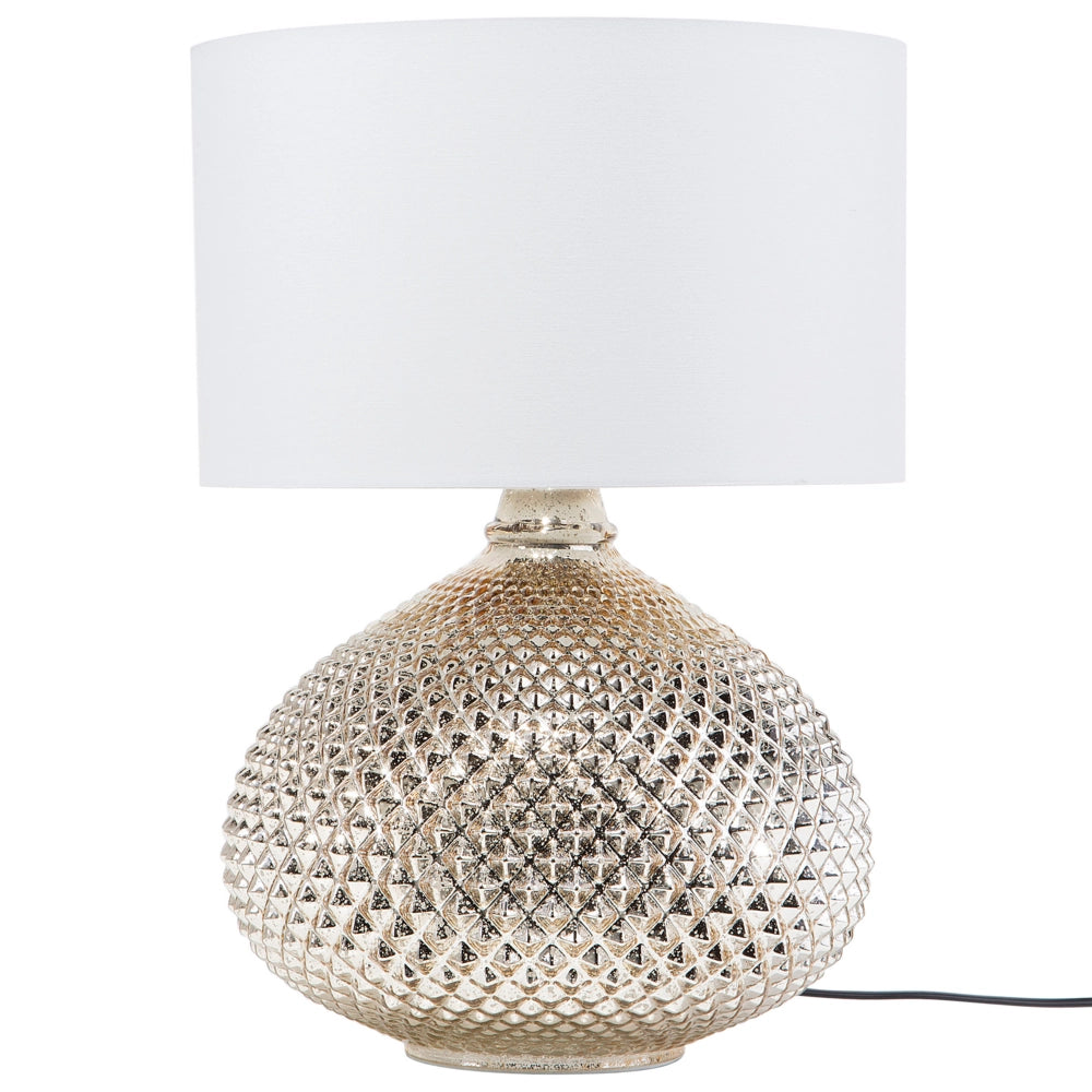Lampada da Tavolo Metallo dorato 55H cm Paralume paralume in policotone Bianco Glam